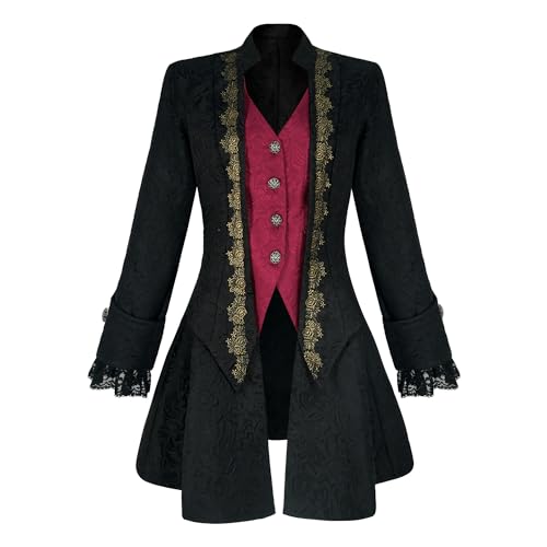 Teyujosem Mittelalterliche Piratenjacke für Damen, bestickt, Renaissance, Gothic, Steampunk-Mantel (Z2895, 3XL) von Teyujosem