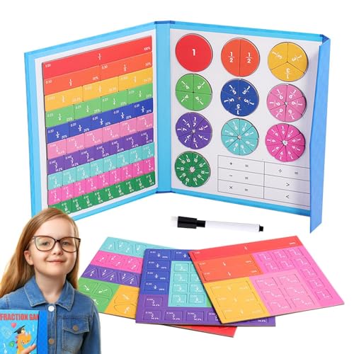 Tezklc Bruchmanipulative,Mathemanipulative Reibung - Buch mit pädagogischen Mathe-Puzzle-Aktivitäten - Montessori-Mathe-Magnete, Bruchkacheln für Kinder in der Grundschule und im Homeschooling von Tezklc