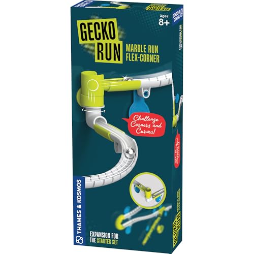 Gecko Run Kugelbahn Flex-Corner Erweiterung Pack von Thames & Kosmos - Extra-Stunt für vertikale Kugelbahn Starterset; schnelles, sauberes Setup mit rückstandsfreien Nano-Klebepads, stundenlanges von Thames & Kosmos