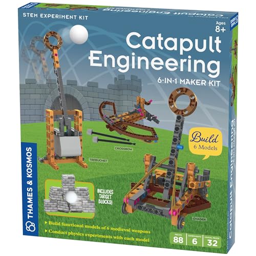 Thames & Kosmos Catapult Engineering STEM Maker Kit, bauen Sie 6 Modelle einzigartiger mittelalterlicher Maschinen, erkunden Sie mechanische Physik, inklusive sicheren Schaumstoffkugeln und von Thames & Kosmos