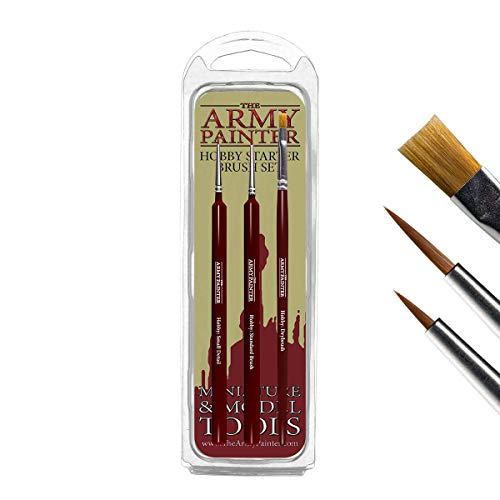 The Army Painter Hobby Starter Brush Set, 3 Pinsel für Acrylfarben, Hobby Drybrush, Hobby Small Detail Brush Und Hobby Standard Brush, Feiner Modellpinsel für Miniatur-Fantasy-Malerei von The Army Painter