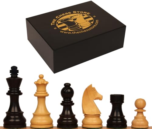 The Chess Store Deutscher Ritter Staunton Holz Schachfiguren Ebonisiert & Buchsbaum mit Extra Königinnen & Box – 8,3 cm König von The Chess Store