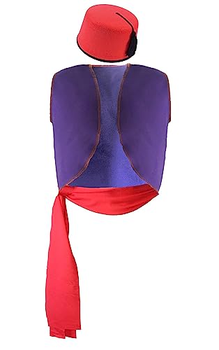 Erwachsenenkostüm Aladdin Arabische Straßenratte Weltbuchtag Film Kostüm [Weste, Fez Hut & Schärpe – L-XL] von Dragons Den Fancy Dress Limited