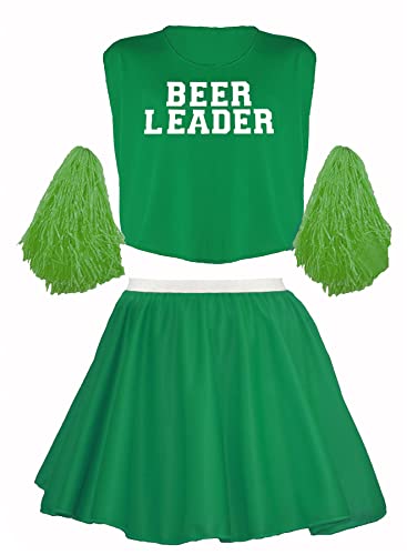 The Dragons Den Lustiges Cheerleader-Bierführer-Kostüm für Junggesellenabschied, für Junggesellenabschied, Kostüm, Rock, Oberteil und Pompons in zufälliger Farbe von The Dragons Den