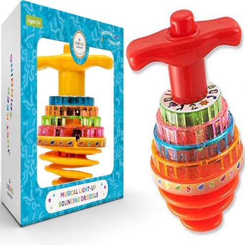 Chanukkah Dreidel Musikalisches hüpfendes beleuchtetes Dreidel-Chanukka-Spielzeug, verschiedene Farben, 1 Packung von The Dreidel Company