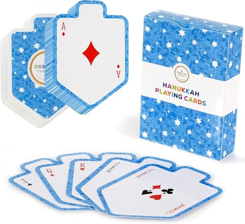 Chanukkah-Spielkarten, Dreidel-förmige Spielkarten, Standard-Spielkartendecks für Kartenaktivitäten, jüdisches Urlaubsspiel, Themenparty-Zubehör, Spiele, Chanukka-Geschenke (80er-Pack) von The Dreidel Company