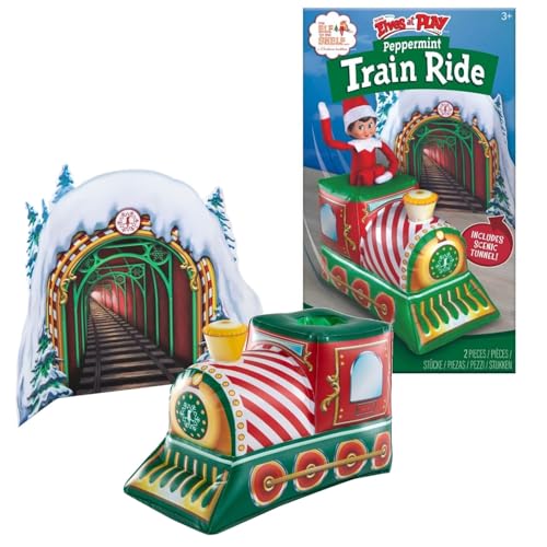 The Elf on The Shelf® Scout Elves at Play® Set: Peppermint Eisenbahn | Aufblasbarer Zug & Tunnel | Scout Elf Accessoires von The Elf on the Shelf