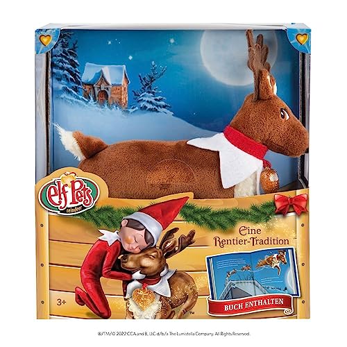 The Elf on the Shelf® Elf Pets® Rentier Tradition | Kuscheliges Rentier mit Illustriertem Buch & Goldenem Herzanhänger | Inkl. Echtheitszertifikat von The Elf on the Shelf