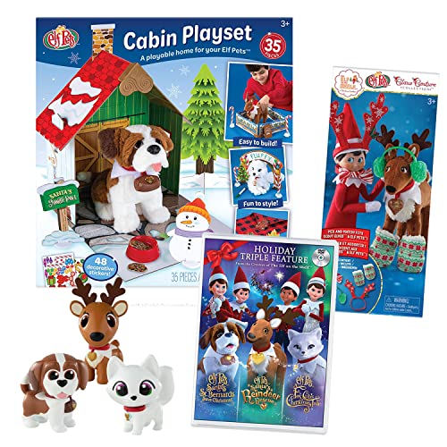 The Elf on the Shelf Elf Pets Spielset: Weihnachtskabinen-Spielset, Dress Up Party Pack, Elf Pets Figuren Multipack, Elf Pet TriPack DVD mit Joy Bag von The Elf on the Shelf