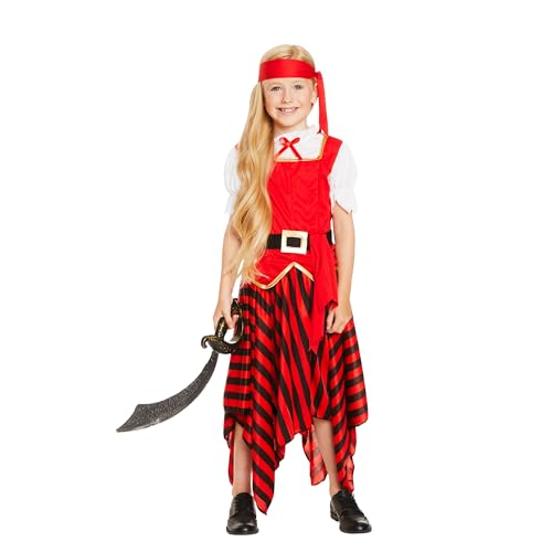 Piratenkostüm für Kinder – Jungen und Mädchen, Piraten-Rollenspiel, Verkleidung, Weltbuchwoche, Kostüme, Kostüm-Outfits, Großbritannien, Mädchen 3–4 Jahre von The Fancy Dress