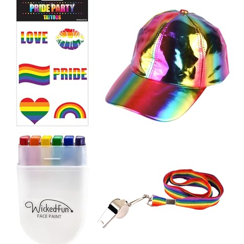 The Fancy Dress® Deluxe-Qualität, Gay Lesbian Pride, Kostüm-Zubehör, Regenbogen-Gangsterhüte, Tattoos, LGBT-Parade, Party, Lot, 4-teiliges Set von The Fancy Dress