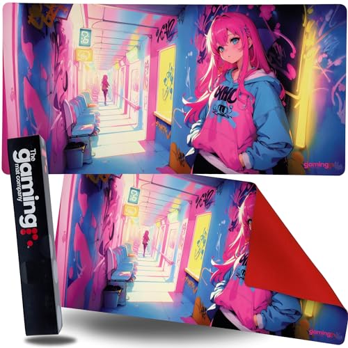 Die Gaming Mat Company Einzelspieler MTG Spielmatte & Gaming Mauspad - 72cm x 36cm Neonmädchen Gaming Mauspad kompatibel mit Magic: The Gathering Spielmatten MTG Karten Yu-Gi-Oh TCG Gaming Matte von The Gaming Mat Company