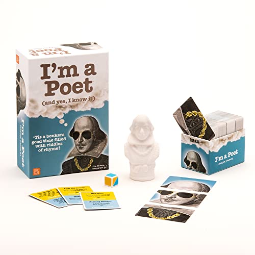 I'm A Poet (And yes I know it) – Familien-Party-Spiel – Lösen Sie Rätsel und sammeln Sie Willy Shakes Büste zum Gewinnen – ab 12 Jahren – 300 Karten von The Good Game Company