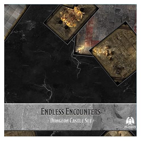 Endless Encounters Dungeon – DND-Schlachtkarten – Dungeon-Kacheln – DND-Karten, Terrain-Gaming-Kacheln – DND-Schlachtkarte – Raster-DND-Karte – Tragbarer DND-RPG-Kampagnenkoffer – 1-Zoll-Raster von The Grinning Gargoyle