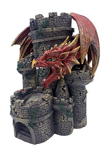 Grinning Gargoyle Red Dragons Woe Würfelturm – Hochwertiger, handbemalter 26-cm-Würfelturm aus Harz – Perfekt für DND, RPG und Rollenspiele – Erstaunliches GM-Geschenk von The Grinning Gargoyle