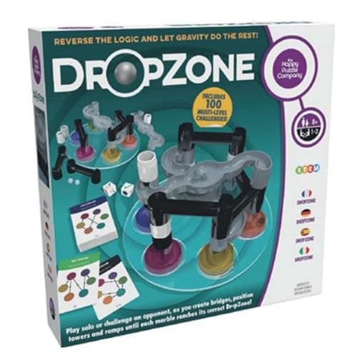 The Happy Puzzle Company Dropzone | Neues umgekehrtes Logik-Konstruktions-Puzzlespiel, das solo oder gegen einen Gegner gespielt werden kann - ab 8 Jahren von The Happy Puzzle Company