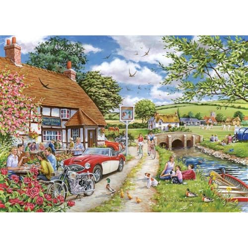 The House of Puzzles - Sunday Lunch Puzzle - 1000 Teile Puzzles für Erwachsene, Künstler illustriert, malerische Landschaft, Deluxe-Puzzle-Geschenke von The House of Puzzles