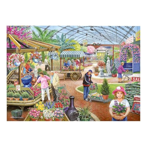 The House of Puzzles At The Garden Center Puzzle – 500 Teile Puzzles für Erwachsene, Künstler illustriert, malerische Landschaft, Deluxe-Puzzle-Geschenke von The House of Puzzles