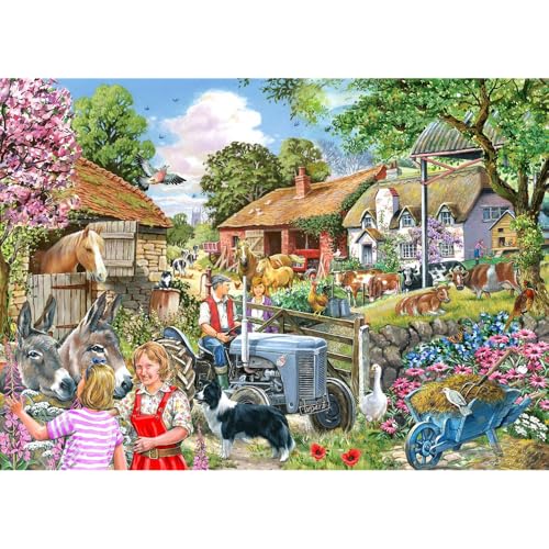 The House of Puzzles - At The Farm Gate Puzzle - Big 500 Piece Jigsaws For Adults, Extra Large Pieces Artist Illustrated, Scenic Landscape, Deluxe Puzzle Gifts von The House of Puzzles