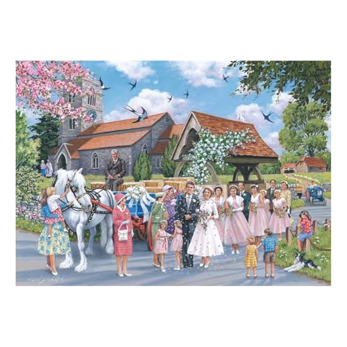 The House of Puzzles Country Wedding Jigsaw - 1000 Piece Jigsaws For Adults, Artist Illustrated, Scenic Landscape, Deluxe Puzzle Gifts von The House of Puzzles