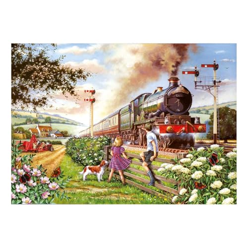 The House of Puzzles Eisenbahn Kinder Puzzle - 1000 Teile Puzzles für Erwachsene, Künstler illustriert, malerische Landschaft, Deluxe-Puzzle-Geschenke von The House of Puzzles