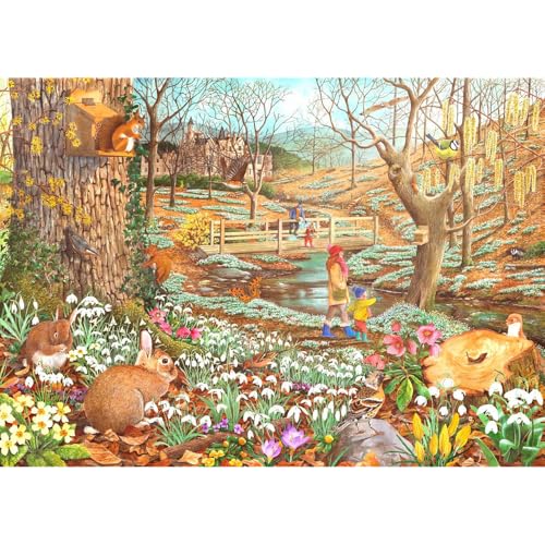 The House of Puzzles - Snowdrop Walk Jigsaw - Big 500 Piece Jigsaws For Adults, Extra Large Pieces Artist Illustrated, Scenic Landscape, Deluxe Puzzle Gifts von The House of Puzzles