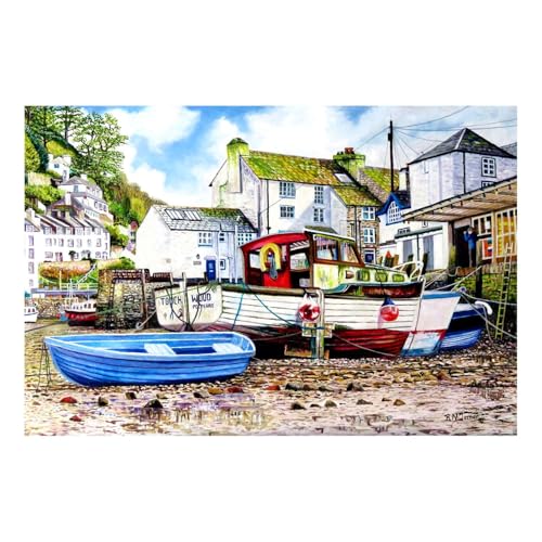 The House of Puzzles Polperro Puzzle – 1000 Teile Puzzles für Erwachsene, Künstler illustriert, malerische Landschaft, Deluxe-Puzzle-Geschenke von The House of Puzzles