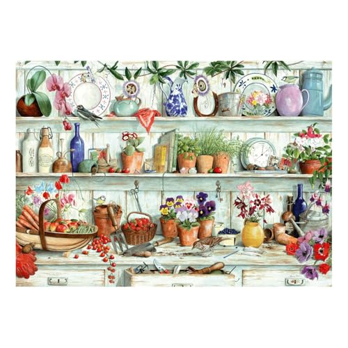 The House of Puzzles Posies & Produce Puzzle – 1000 Teile Puzzles für Erwachsene, Künstler illustriert, malerische Landschaft, Deluxe-Puzzle-Geschenke von The House of Puzzles