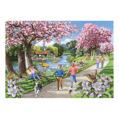 The House of Puzzles Puzzle "Apple Blossom Time" – 1000 Teile Puzzles für Erwachsene, Künstler illustriert, malerische Landschaft, Deluxe-Puzzle-Geschenke von The House of Puzzles