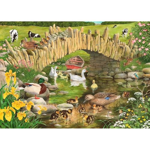 The House of Puzzles - Deluxe Puzzle mit Ente, Ente, Gans – großes 250-teiliges Puzzle für Erwachsene und Kinder, extra große Teile, illustrierte Künstler, malerische Landschaft von The House of Puzzles