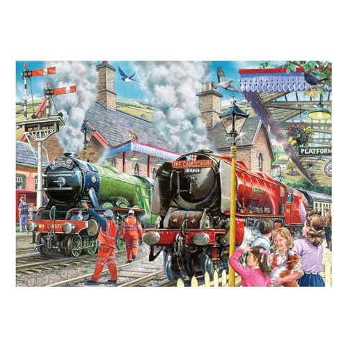 The House of Puzzles Puzzle "Checking the Line" – 1000 Teile Puzzles für Erwachsene, Künstler illustriert, malerische Landschaft, Deluxe-Puzzle-Geschenke von The House of Puzzles