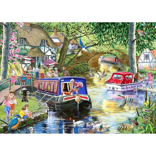 House of Puzzles The Summer on the River Jigsaw - 1000 Piece Jigsaws For Adults, Artist Illustrated, Scenic Landscape, Deluxe Puzzle Gifts von The House of Puzzles