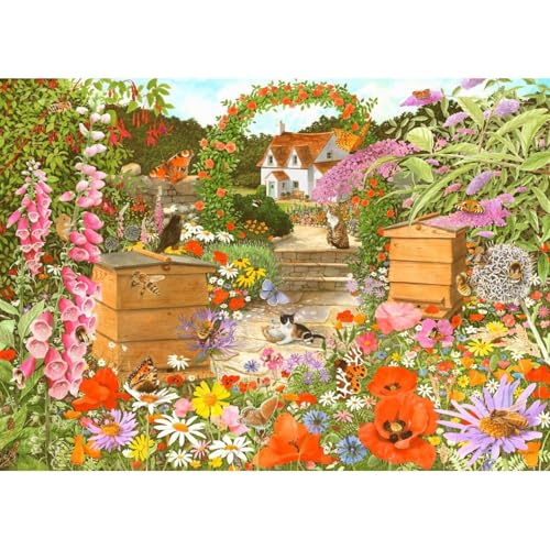 The House of Puzzles - Bee Happy Puzzle - 1000 Teile Puzzles für Erwachsene, Künstler illustriert, malerische Landschaft, Deluxe-Puzzle-Geschenke von The House of Puzzles