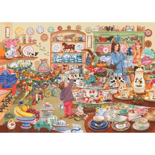 The House of Puzzles - Bulls In A China Shop Puzzle - 1000 Teile Puzzle für Erwachsene, Künstler illustriert, malerische Landschaft, Deluxe-Puzzle-Geschenke von The House of Puzzles