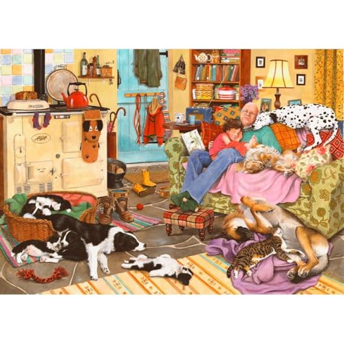 The House of Puzzles - Hund müde Puzzle - 1000 Teile Puzzle für Erwachsene, Künstler illustriert, malerische Landschaft, Deluxe-Puzzle-Geschenke von The House of Puzzles