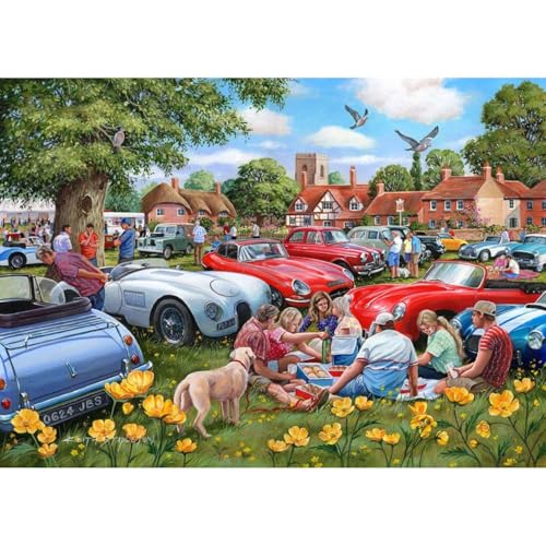 The House of Puzzles - Rallye-rundes Puzzle – 1000 Teile Puzzles für Erwachsene, Künstler illustriert, malerische Landschaft, Deluxe-Puzzle-Geschenke von The House of Puzzles