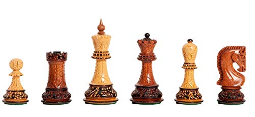 The Burnt Golden Rosewood Zagreb '59 Series Chess Set - Pieces Only - 9.8 cm King - Burnt Golden Rosewood and Natural Bookwood von The House of Staunton