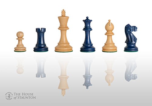 The House of Staunton The Grandmaster Schach-Set – Einzelteile – 10,2 cm King – Blau vergoldet von The House of Staunton