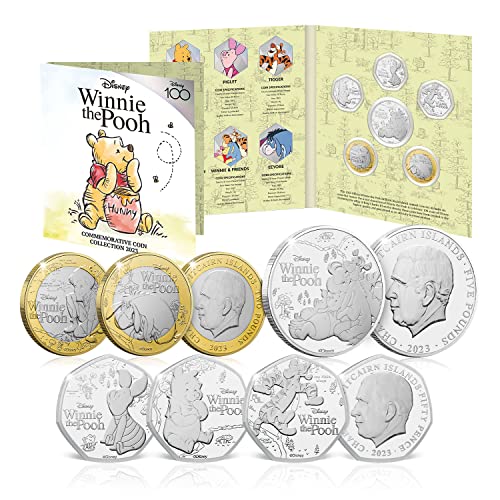 Disney 100 Winnie Puuh Jahres-Set 2023 Brillante Unzirkulierte 50p 2 5 Münzen von The Koin Club