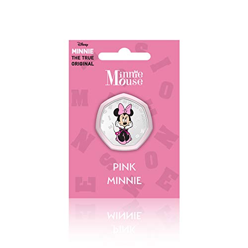 Disney The True Original Minnie Mouse Collection 50p Shaped Silver Coin / Medal - Pink Minnie von The Koin Club