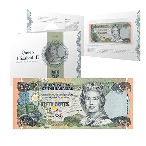 Ihre Majestät Königin Elizabeth II Royal Half Dollar Banknote The Bahamas $1/2 50c von The Koin Club