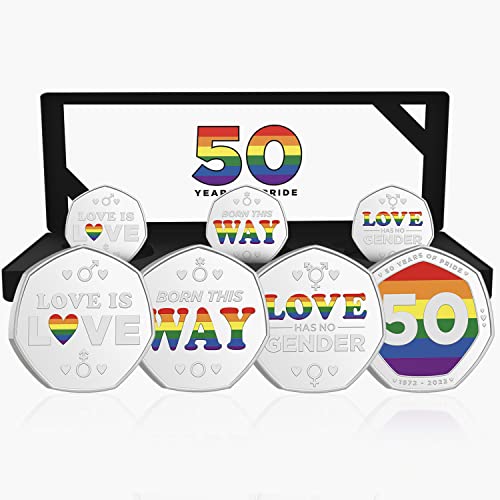 Pride 50 Anniversary Boxset 3 Regenbogen versilberte Münzen limitierte Auflage LGBTQ+ von The Koin Club