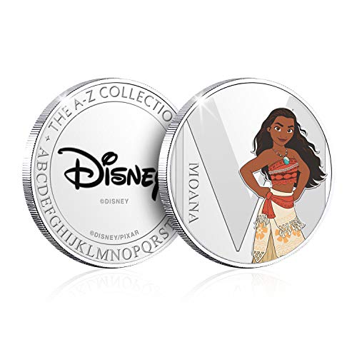 The Koin Club Disney Gifts Alphabet A bis Z Geschenk für Damen/Herren, personalisierbar, Silbermünze – M is for Moana von The Koin Club