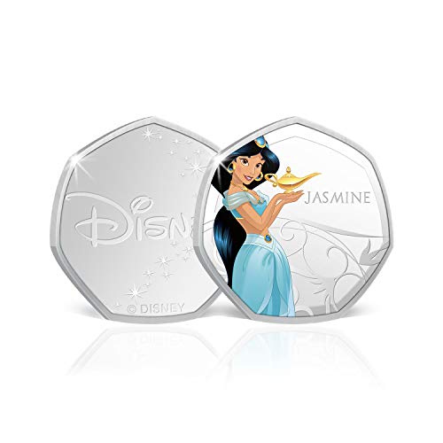 The Koin Club Disney Princess Collection Limited Edition Sammelbare 50p Silbermünze / Medaille - Jasmin - Aladdin von The Koin Club