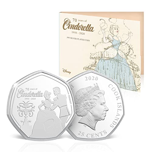 Versilberte Münze zum 70. Jahrestag, Disney-Geschenk, Cinderella von The Koin Club