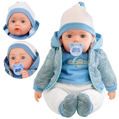 Bibi Doll – lebensechte große Babypuppe mit Schnuller und Geräuschen (blaue Weltraumjacke) 50,8 cm von The Magic Toy Shop