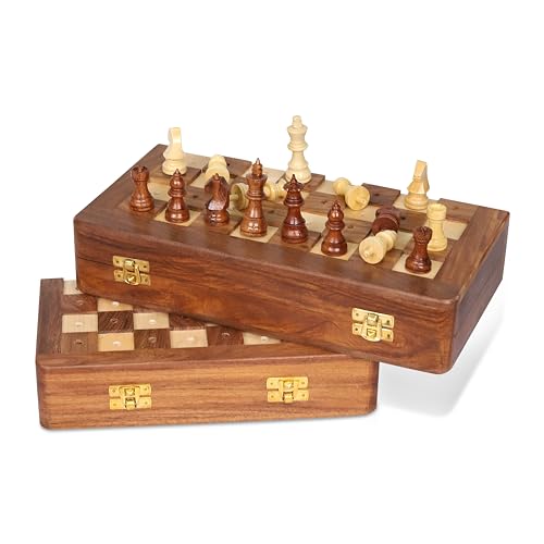 Rosewood Faltbares Reise-Schach-Set für Blinde oder Menschen mit Sehbehinderung - Groß (30,5 cm) von The Maryam Crafts