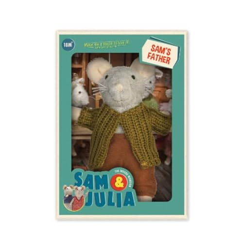 Sam & Julia - Kuscheltier Maus Sams Vater – das Original aus der beliebten Kinderbuch-Reihe - 1/12 Größe für Standard-Puppenhaus - enthält: 1 Stofftier Maus 12cm - für Kinder jeden Alters von The Mouse Mansion