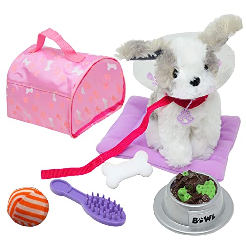 The New York Doll Collection Plüsch-Hündchen-Zubehör - Hund Spielzeug Kinder, vorgetäuschtes Hundespielzeug mit Bett, Transportbox, Spielzeug Hund Für Kinder und mehr, für 18-Zoll-/46-cm-Puppen von The New York Doll Collection