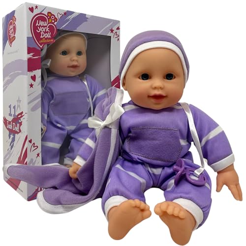 The New York Doll Collection 27,9 cm weiche Baby-Puppe in Geschenkbox – 27,9 cm Babypuppenspielzeug für Kinder, Jungen, Mädchen und Kleinkinder – Baby-Puppen-Schnullerzubehör enthalten von The New York Doll Collection